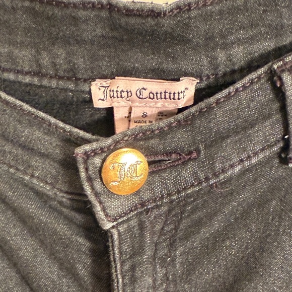 Juicy Couture Charcoal Jeans with Gold Accent So Cute! Barely worn!  Gold Button - Picture 2 of 3